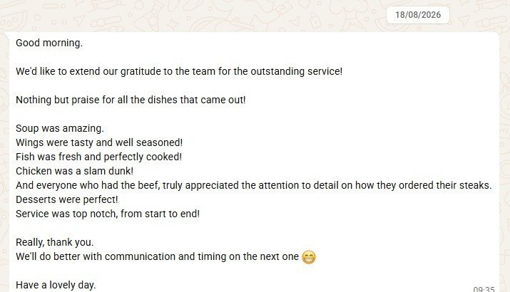Review from Private Event Host